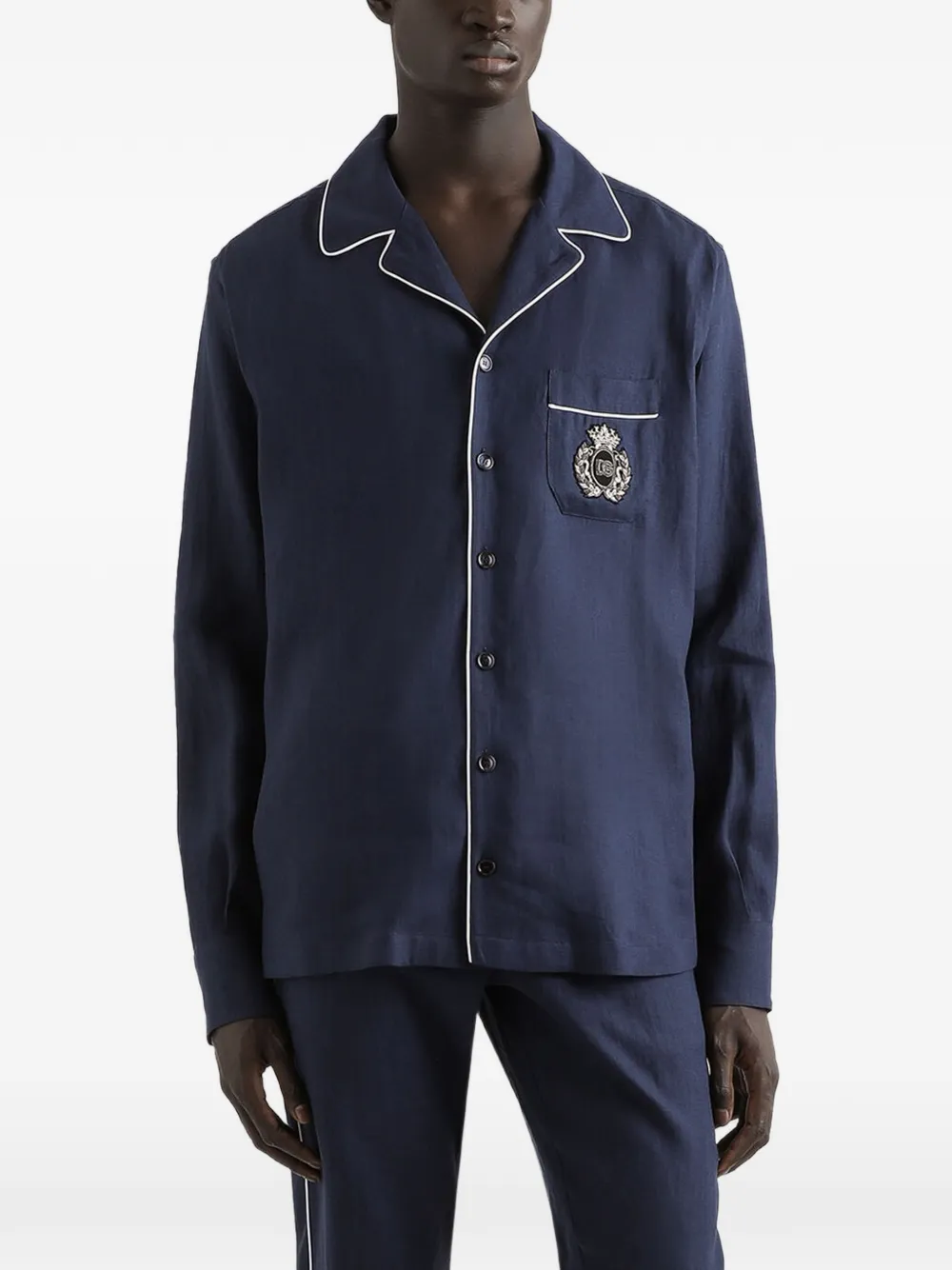 Dolce & Gabbana Overhemd met logopatch Blauw