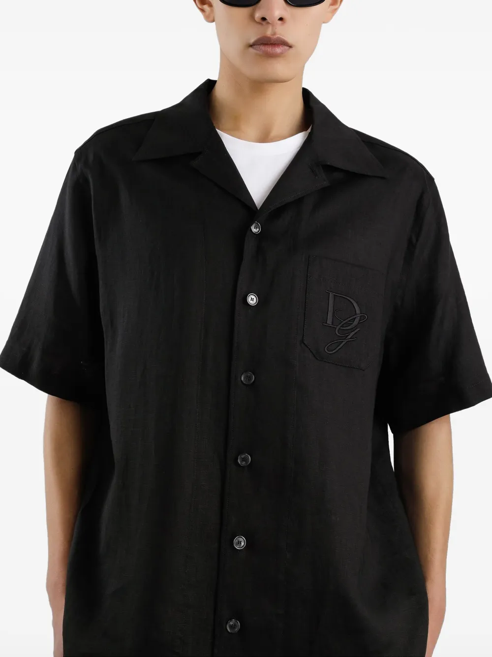Dolce & Gabbana Overhemd met geborduurd logo Zwart