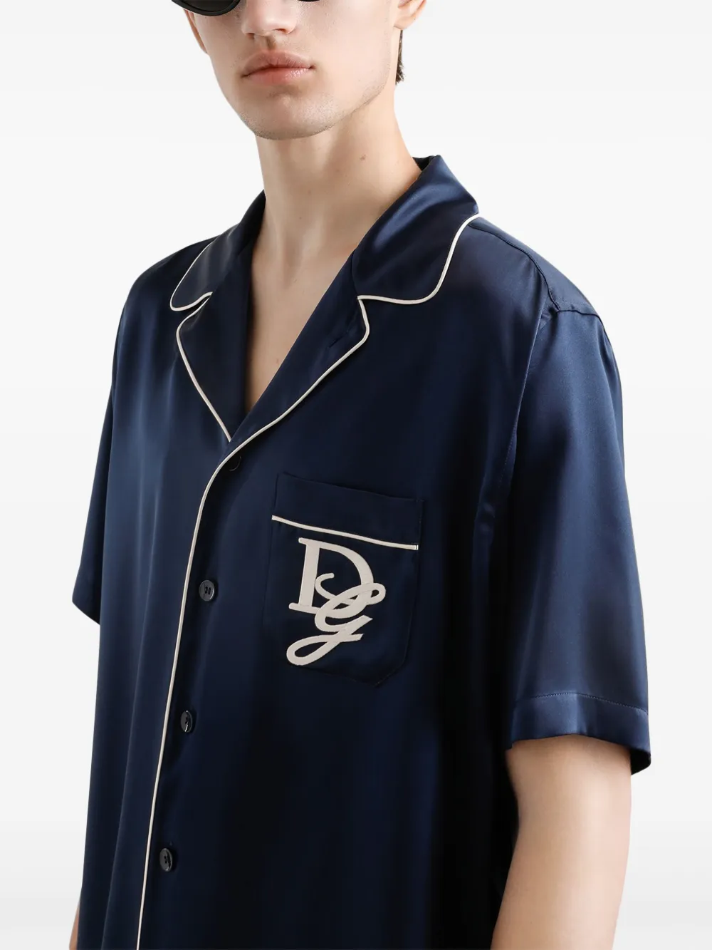Dolce & Gabbana Overhemd met geborduurd logo Blauw