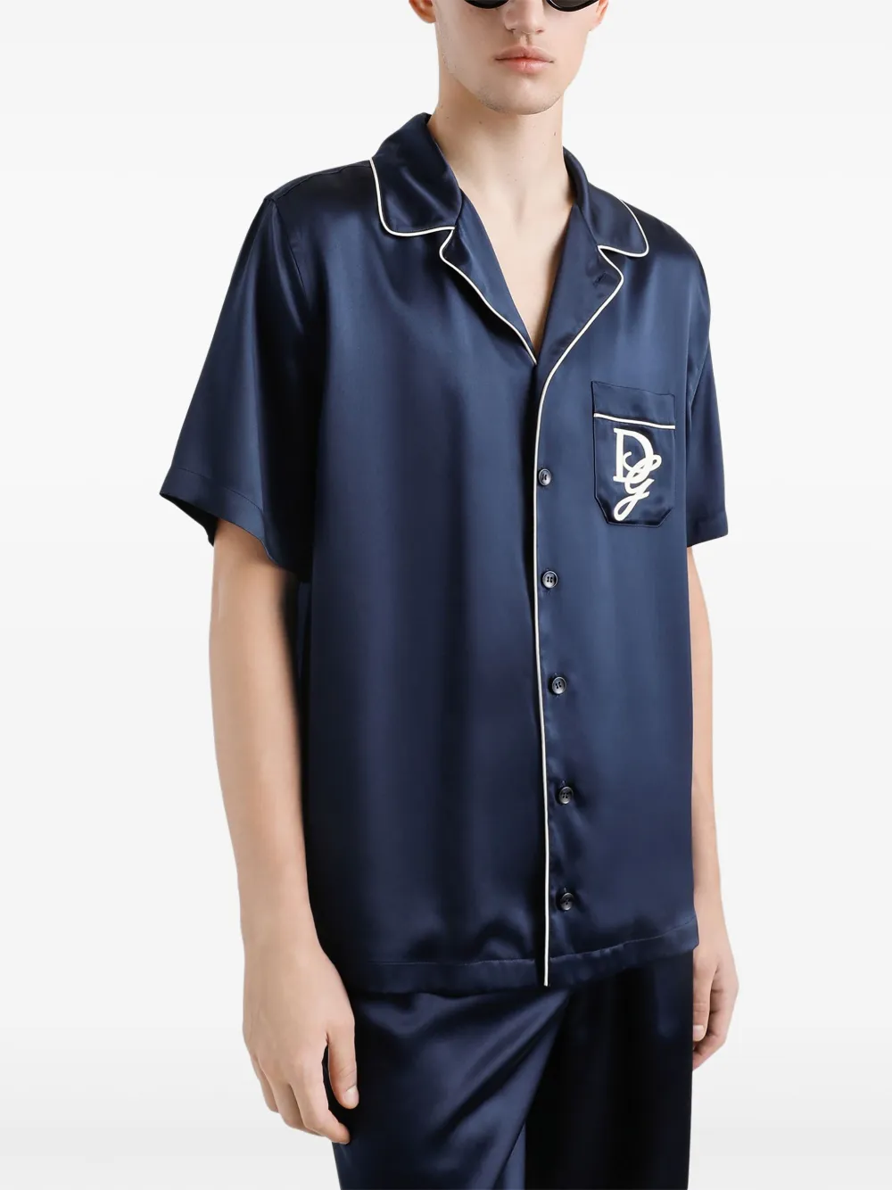 Dolce & Gabbana Overhemd met geborduurd logo Blauw