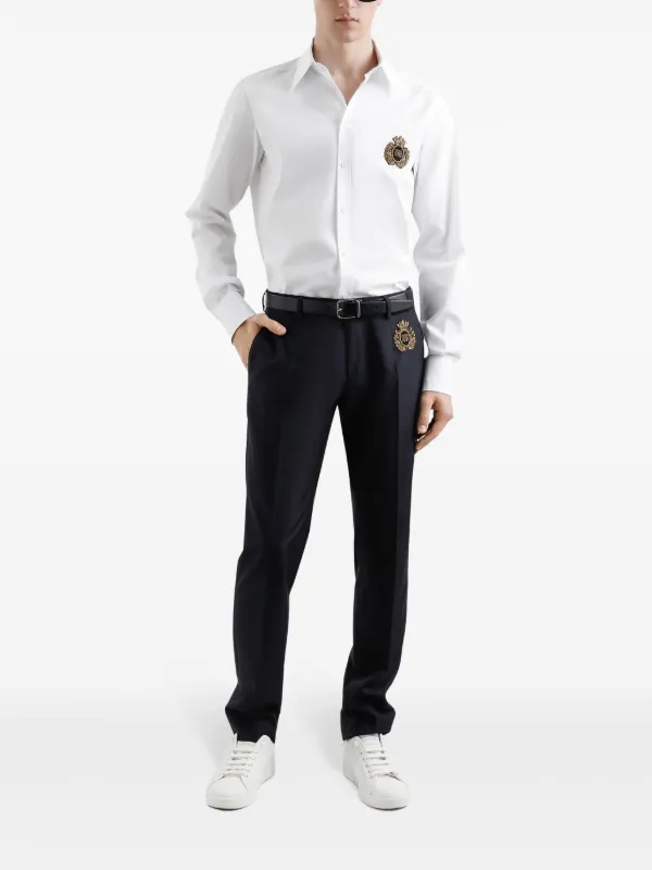 定価9万　Dolce & Gabbana コットン シャツ DGパッチ Cotton shirt with heraldic patch in White for Men