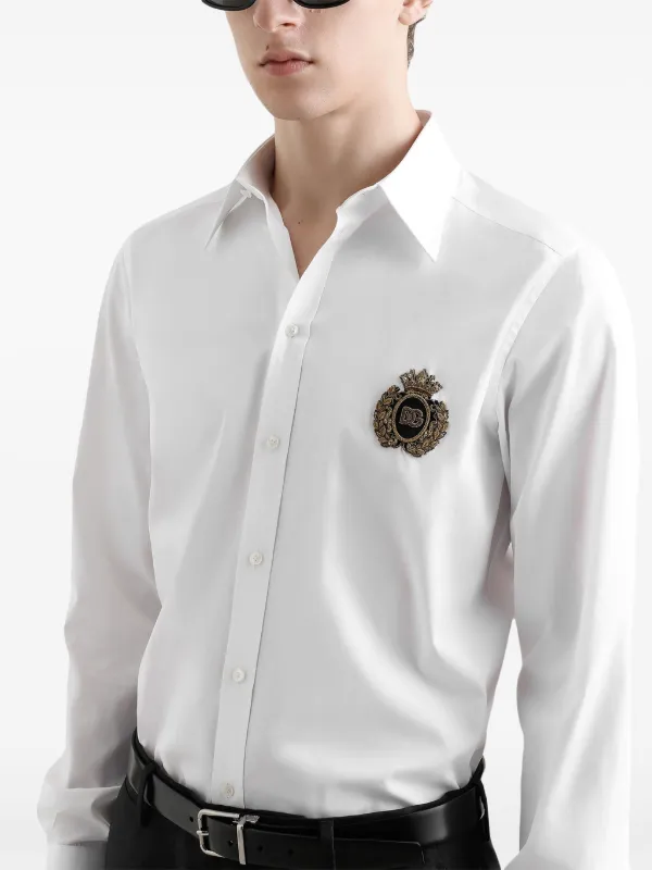 定価9万　Dolce & Gabbana コットン シャツ DGパッチ Dolce & Gabbana logo-patch Shirt | White | FARFETCH