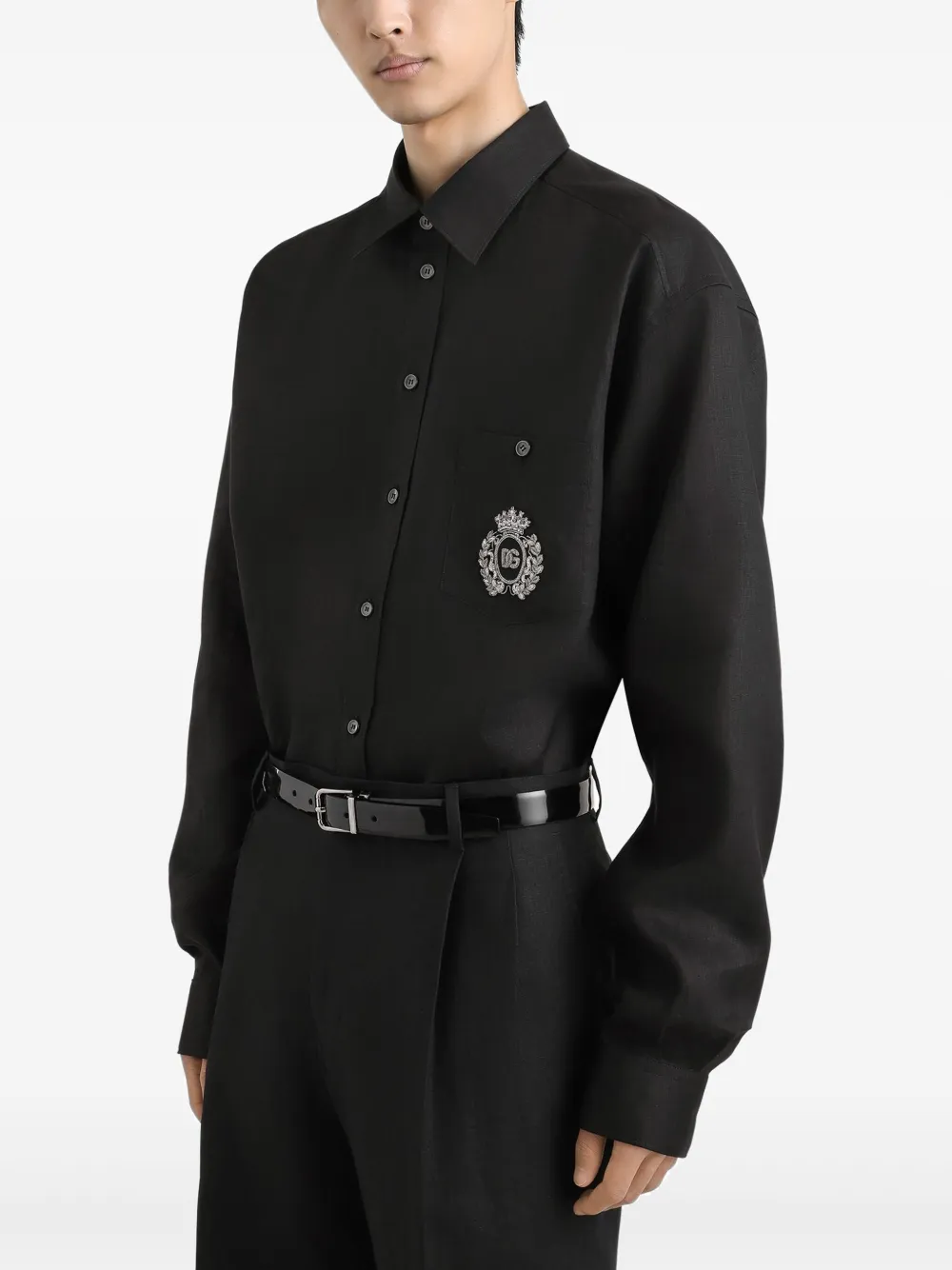 Dolce & Gabbana Overhemd met geborduurd logo Zwart