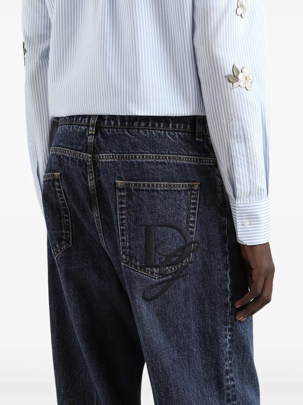 Dolce & Gabbana Overhemd met bloemenapplicatie Blauw