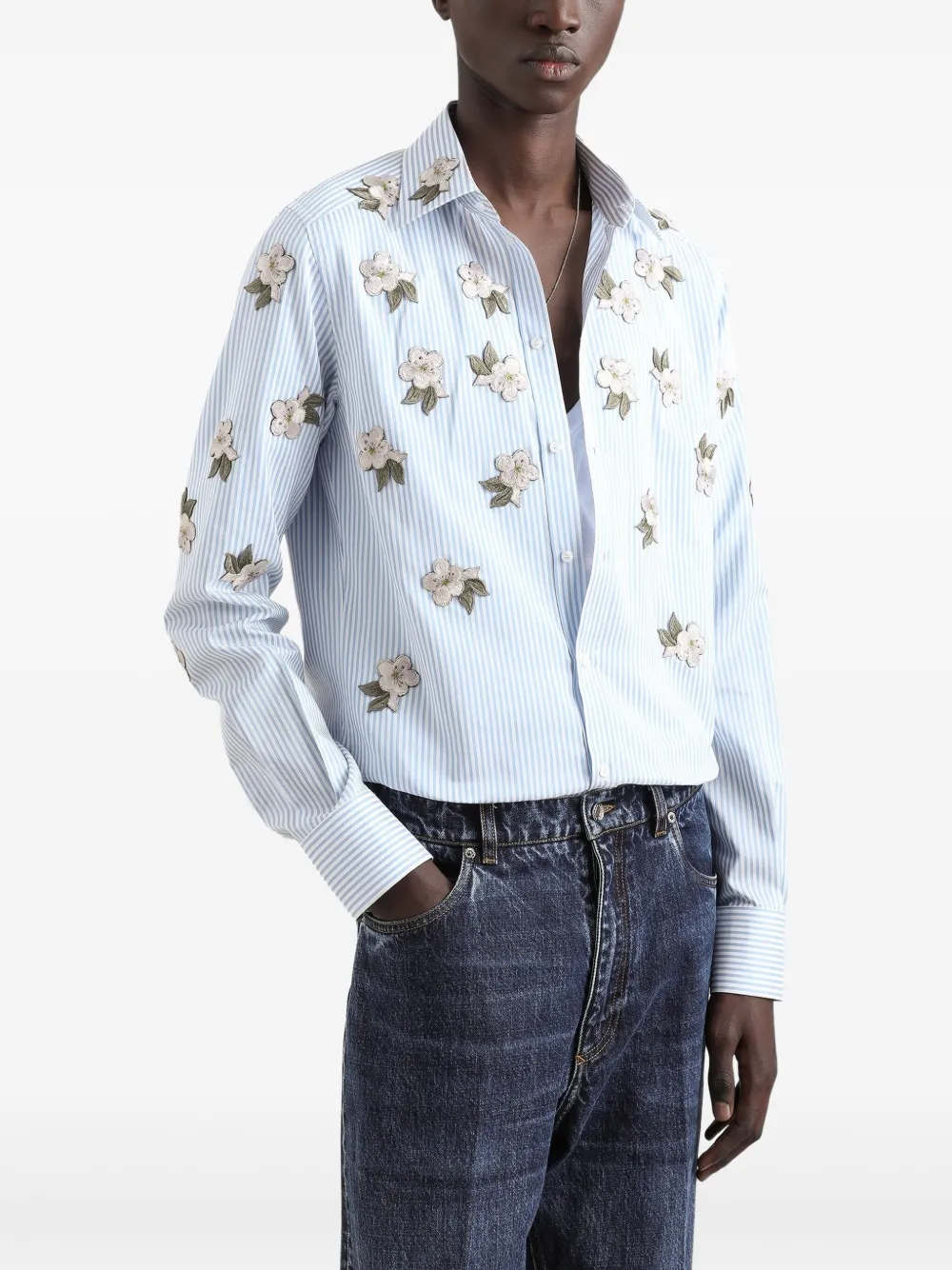 Dolce & Gabbana Overhemd met bloemenapplicatie Blauw