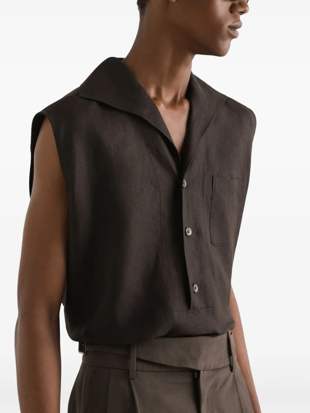 Dolce & Gabbana Overhemd met sjaalkraag Bruin