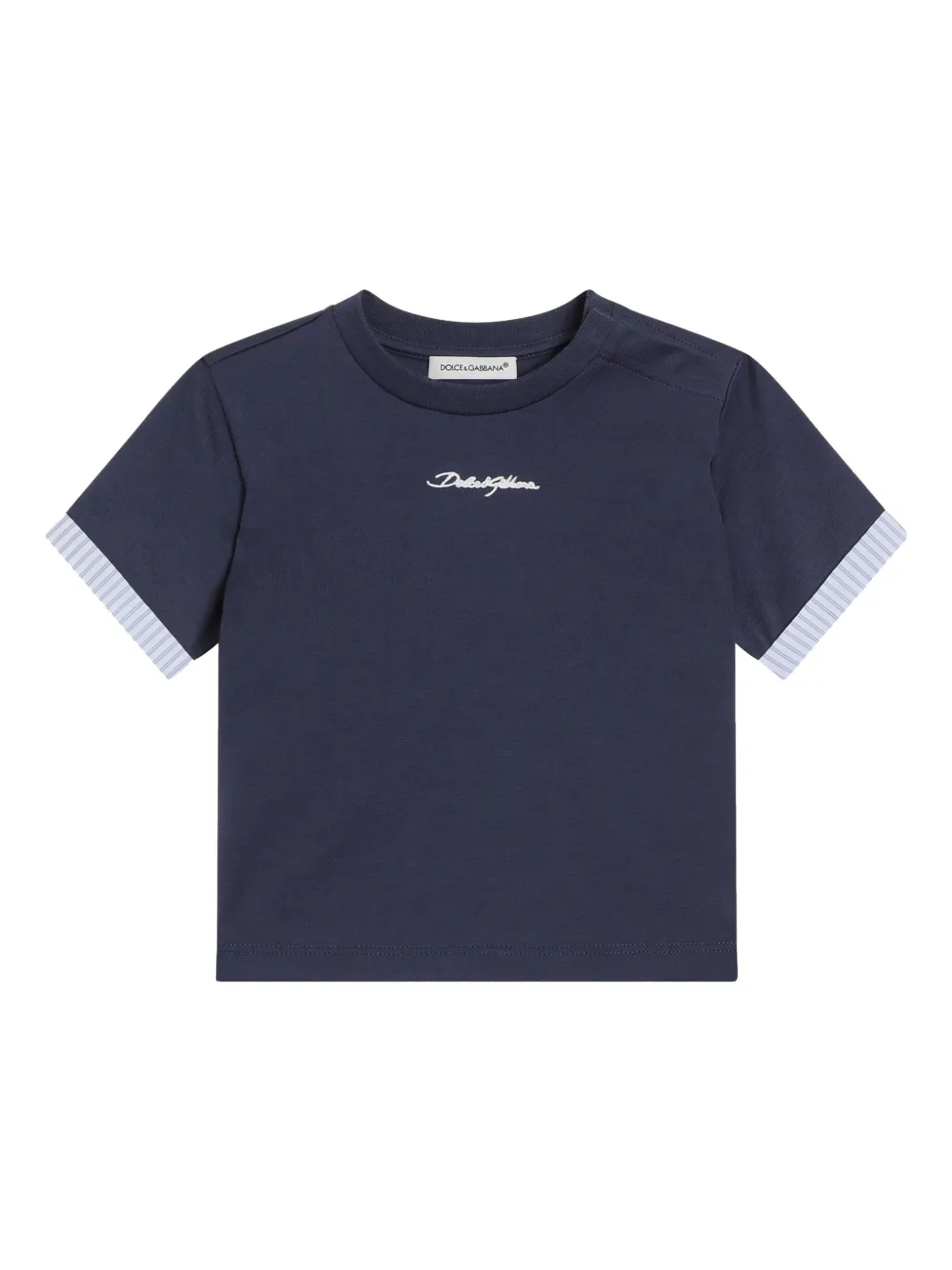 Dolce & Gabbana Kids T-shirt met gestreepte afwerking Blauw