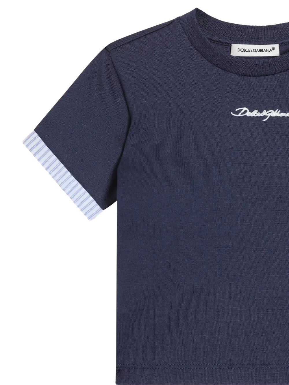 Dolce & Gabbana Kids T-shirt met gestreepte afwerking Blauw