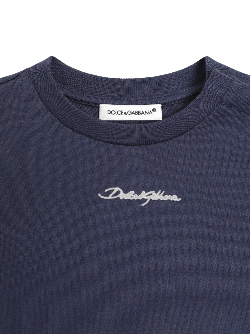 Dolce & Gabbana Kids T-shirt met gestreepte afwerking Blauw