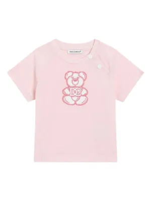 Dolce & Gabbana Kids Teddy bear-print Cotton T-shirt | Pink | FARFETCH