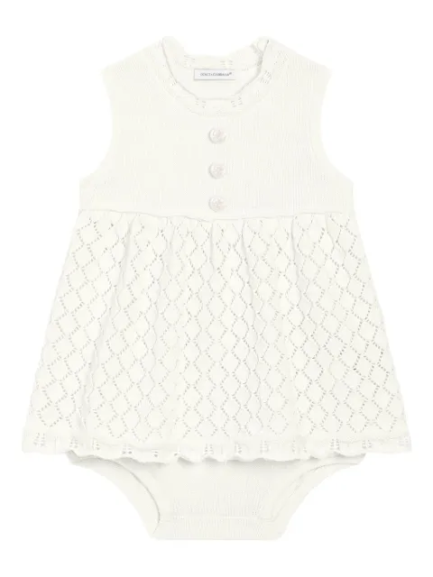 Dolce & Gabbana Kids vestido tejido de canalé con pliegues en la falda