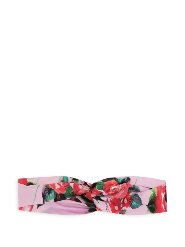 Bandeau Enfant Dolce & Gabbana Rose à Motifs Floraux Avec Cristaux - Taille Unique - Neuf Avec étiquettes