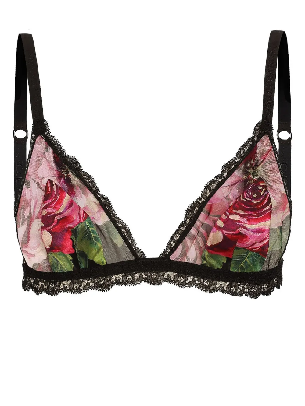 Dolce & Gabbana rose-print bra – Black