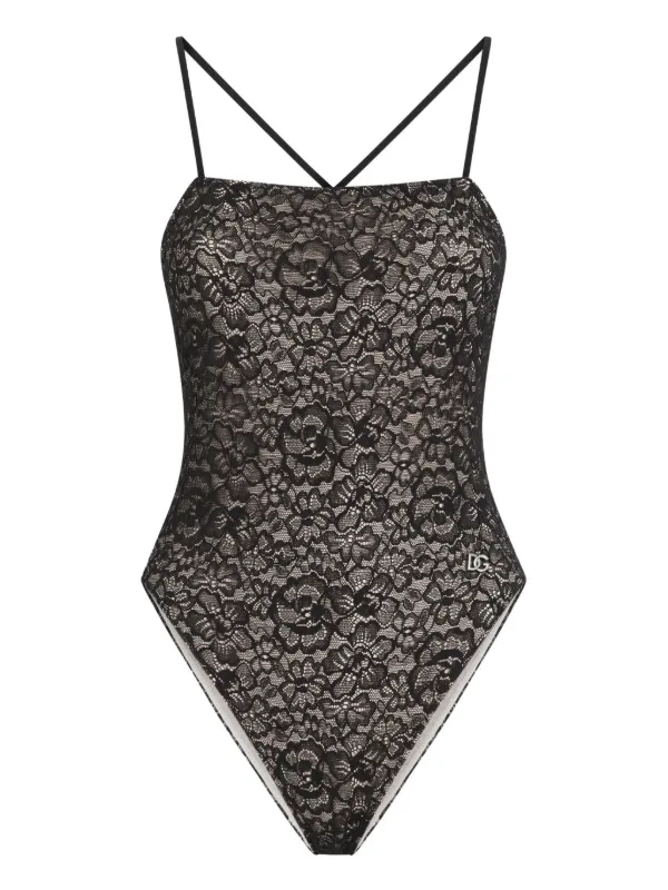 Dolce Gabbana Costume Intero Con Pizzo Toni Neutri FARFETCH IT