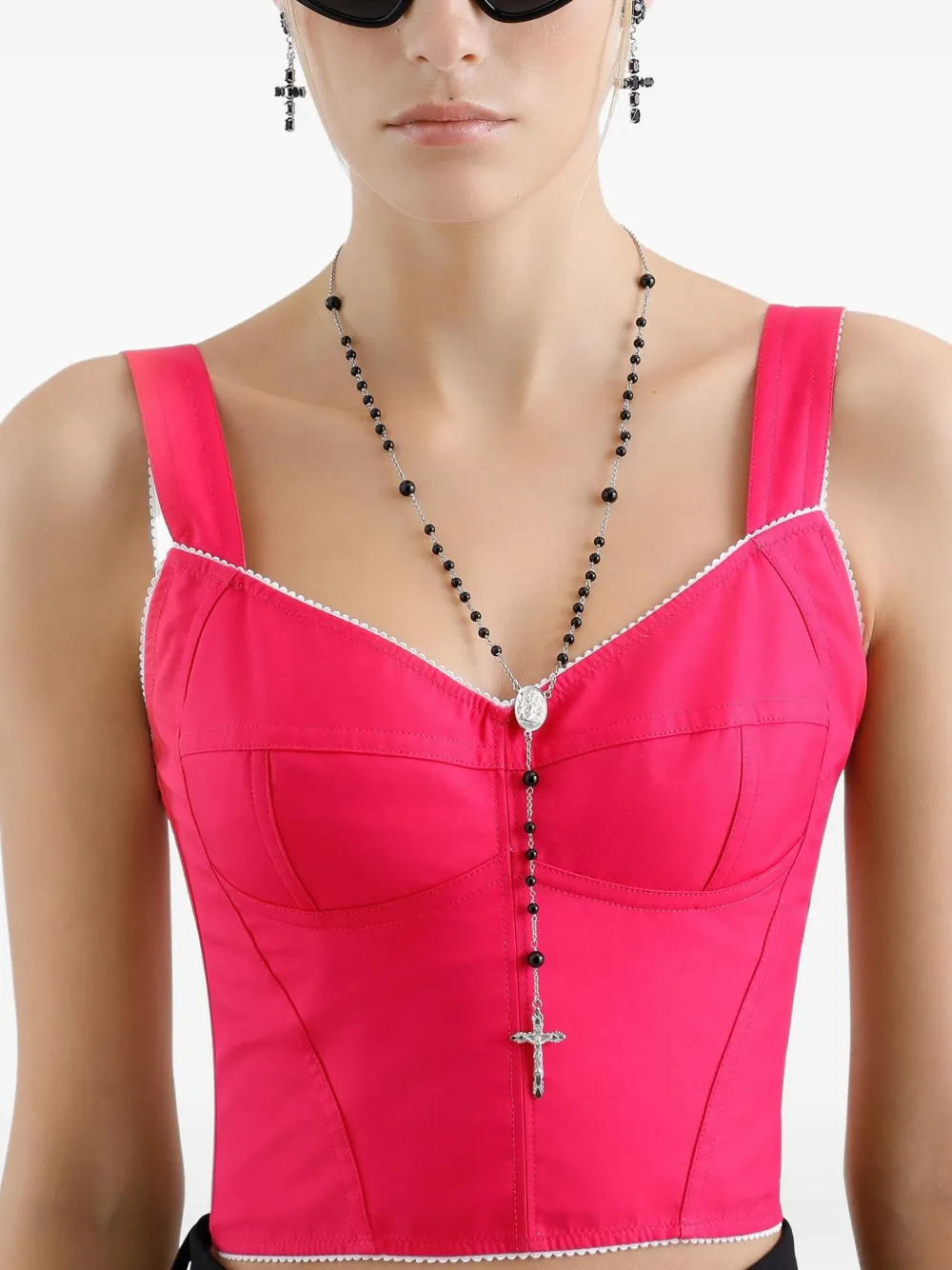 Dolce & Gabbana Oorclips met kruis - Zwart