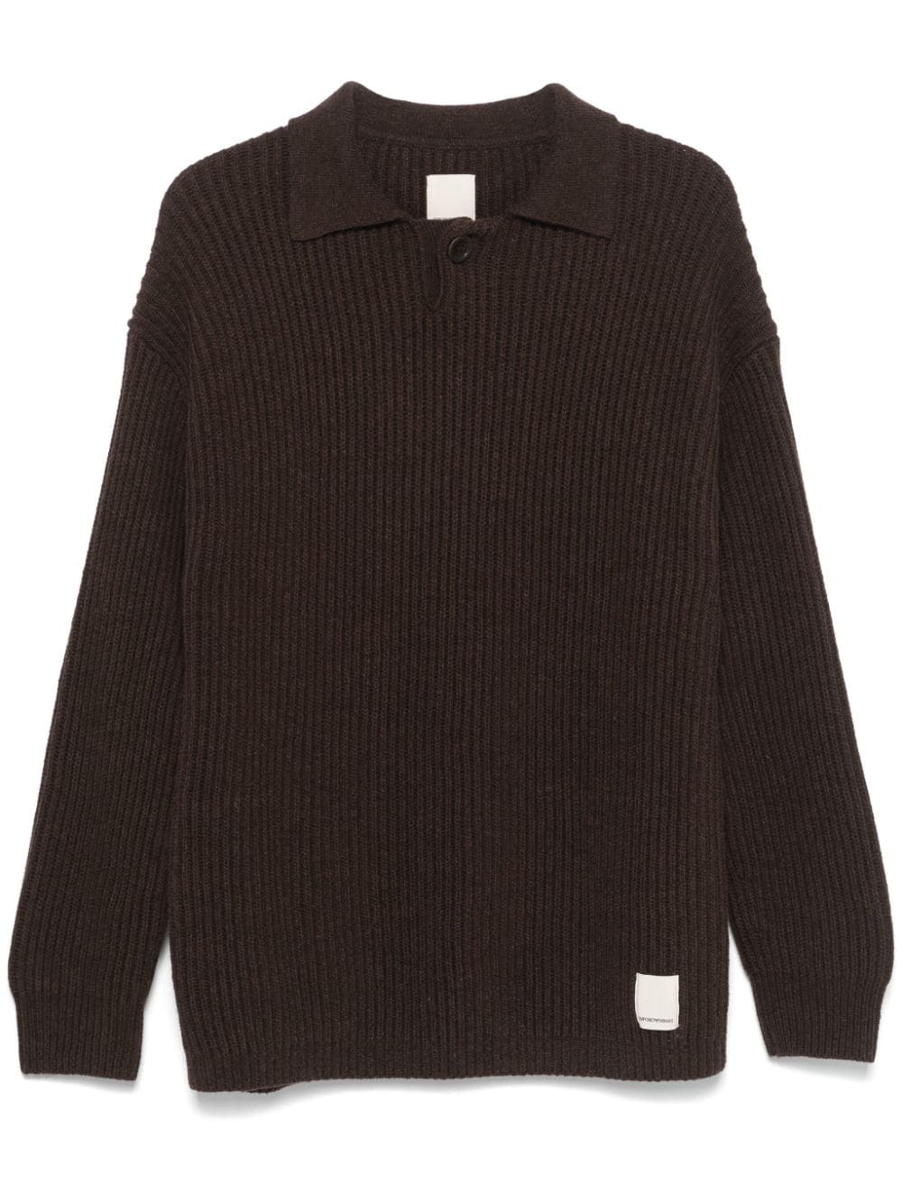 Shop Emporio Armani Fisherman's-knit Polo Shirt In Brown