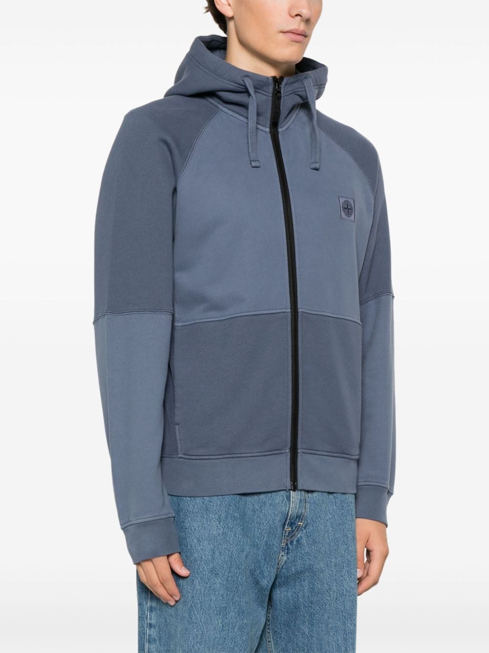 Stone Island Katoenen fleece-jersey hoodie Blauw