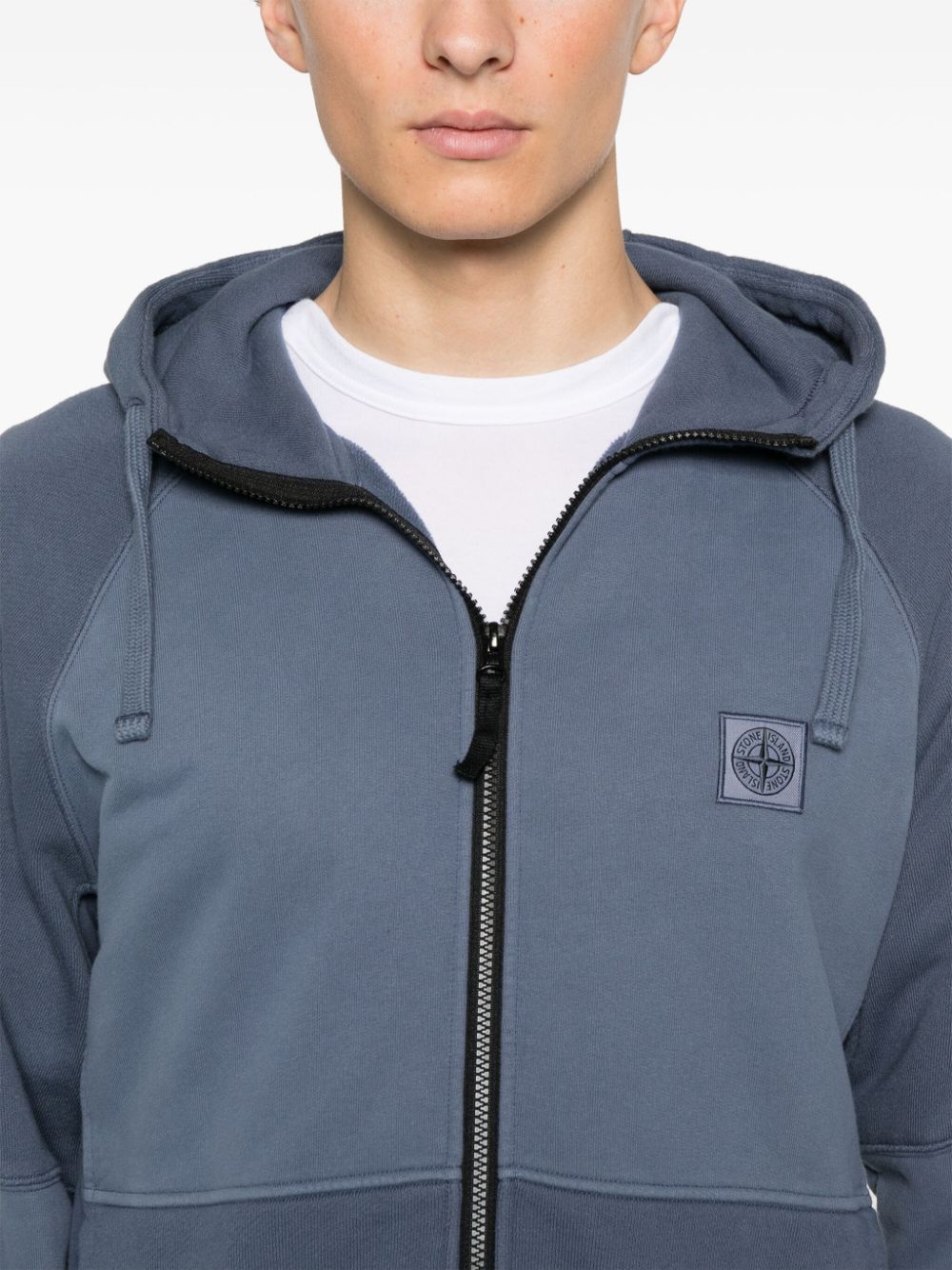 Stone Island Katoenen fleece-jersey hoodie Blauw