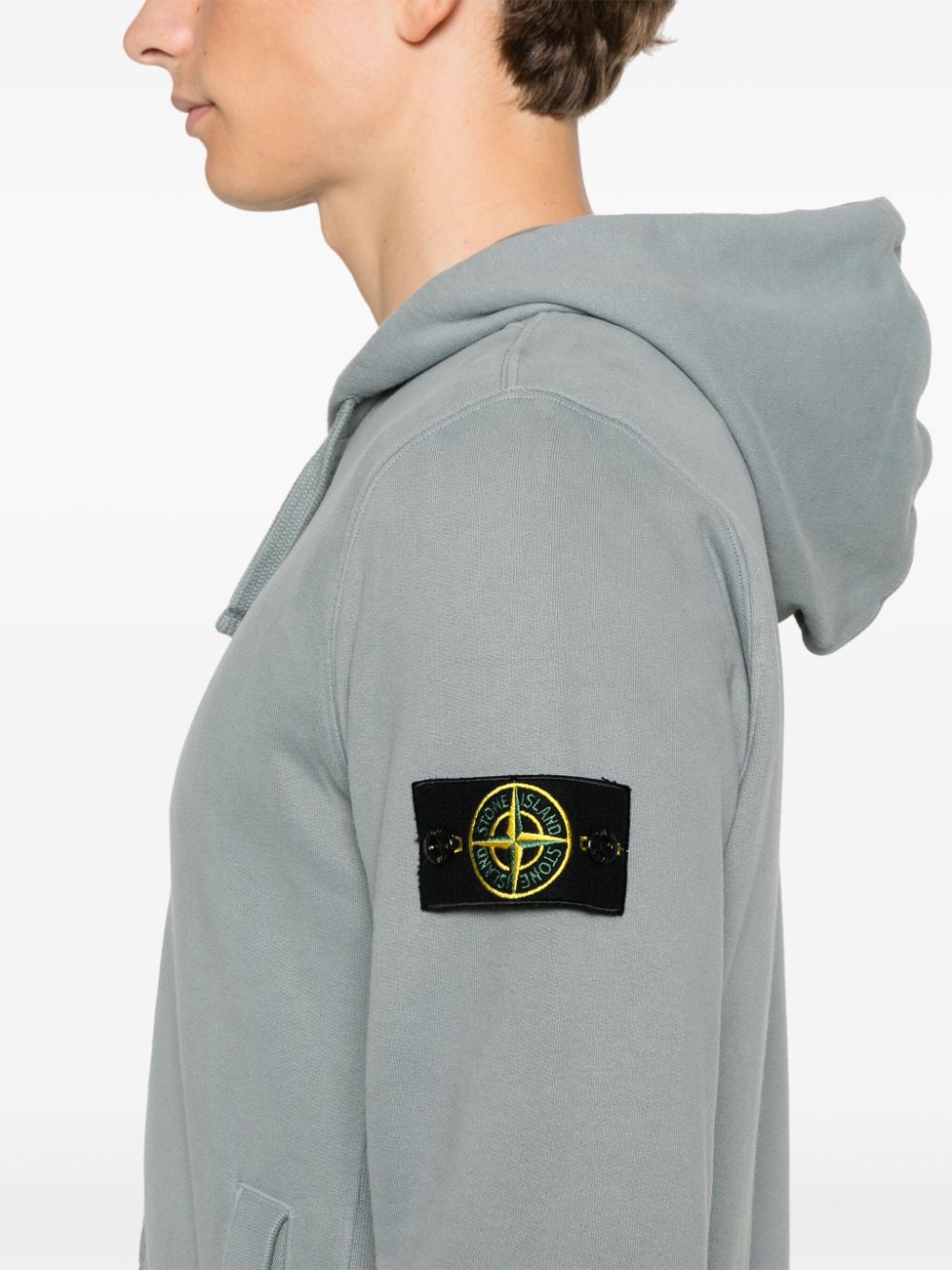 Shop Stone Island Cotton Fleece-jersey Hoodie In Grey