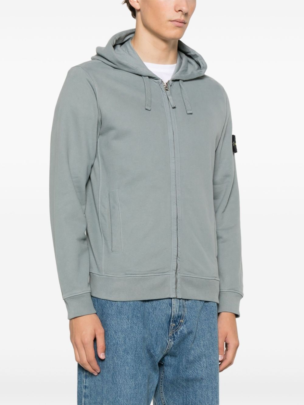 Shop Stone Island Cotton Fleece-jersey Hoodie In Grey