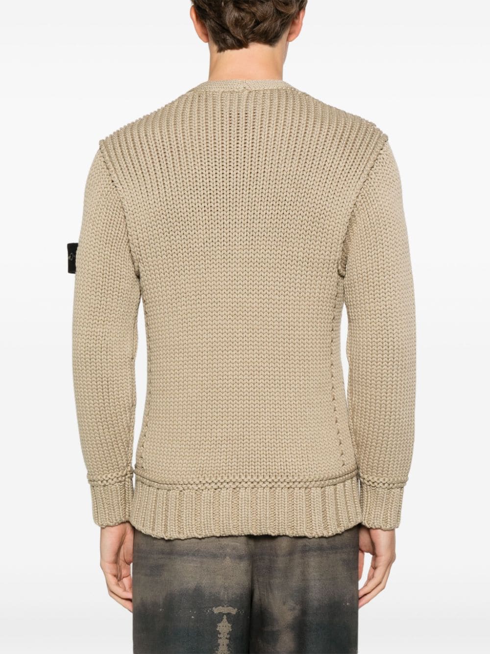 Shop Stone Island Chain-stitch Sweater In Brown