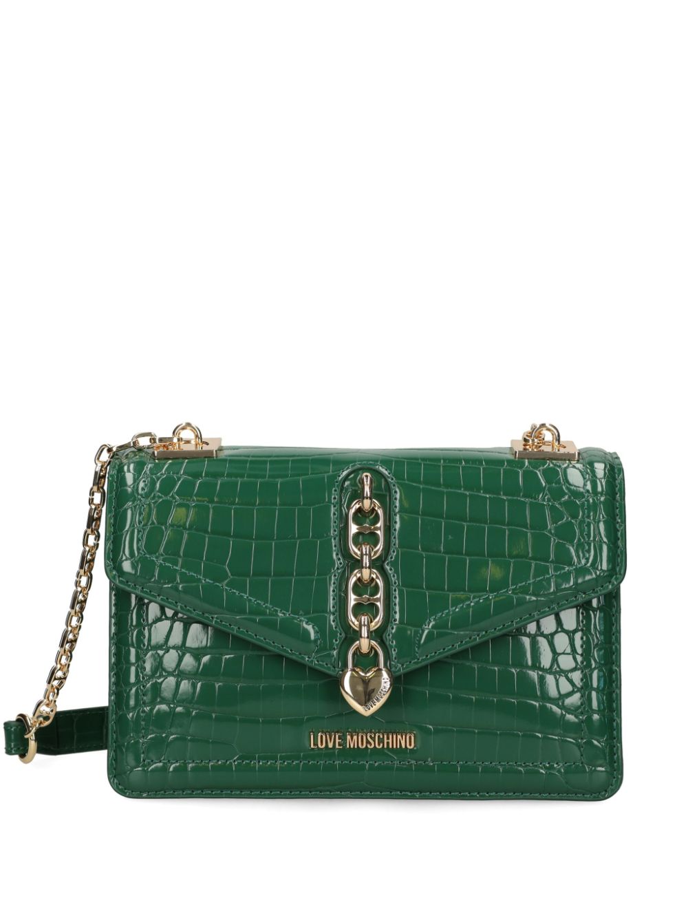 Love Moschino crocodile-embossed crossbody bag - Green