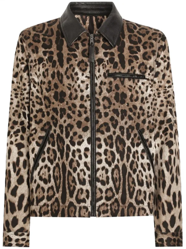 Dolce & Gabbana レオパード ボンバージャケット | ブラウン | FARFETCH JP