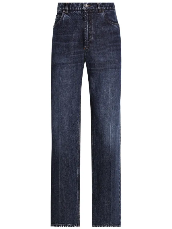 Dolce & Gabbana Calça Jeans Ampla Com Bordado | Azul | FARFETCH BR