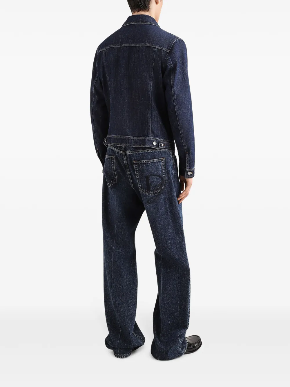Dolce & Gabbana Ruimvallende jeans met geborduurd logo Blauw