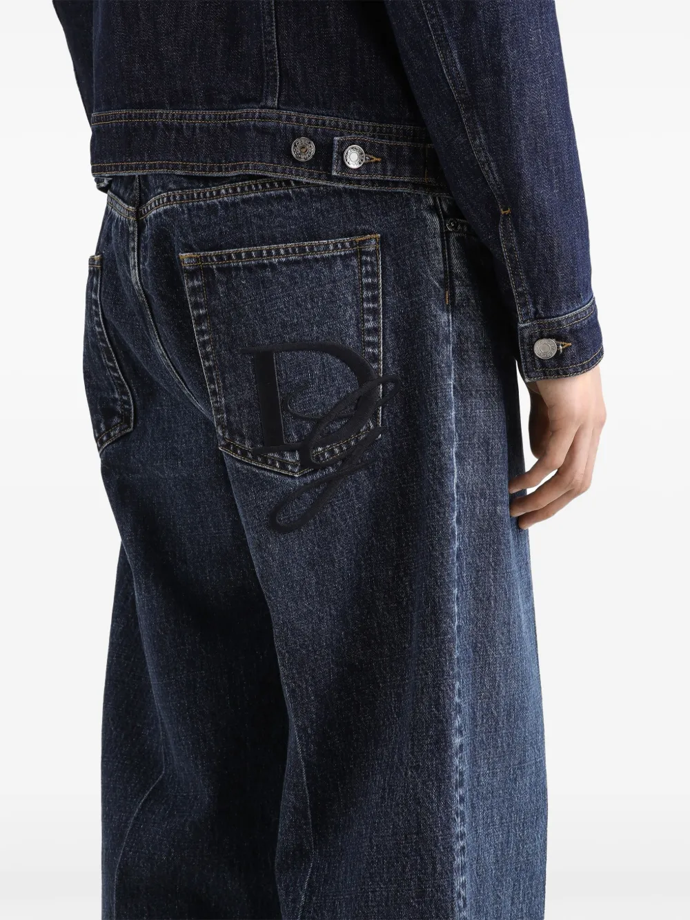 Dolce & Gabbana Ruimvallende jeans met geborduurd logo Blauw