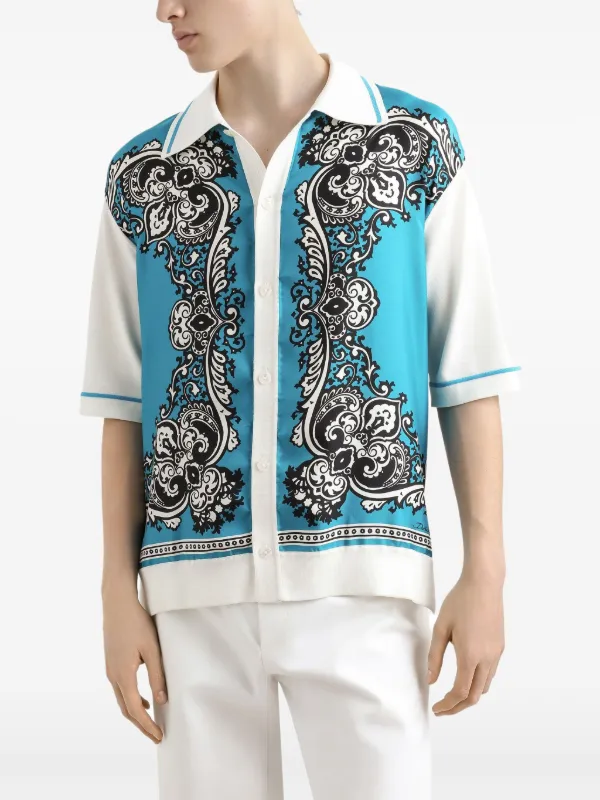 Dolce & Gabbana バンダナ柄シャツ DOLCE&GABBANA バンダナ柄 コットン モノトーン 長袖 シャツ *黒