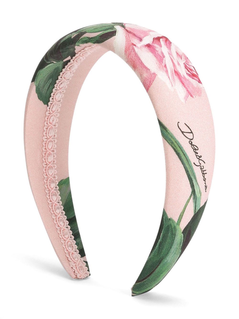 Dolce & Gabbana Kids floral-print head band - Roze