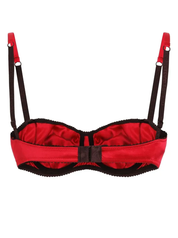 【関税＆送料込み】Dolce & Gabbana Balconette Bra Satin balconette bra with conical cups in Black for Women