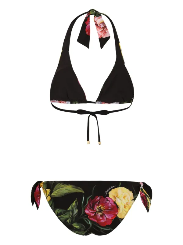 Dolce & Gabbana floral-print Bikini Set | Black | FARFETCH AU
