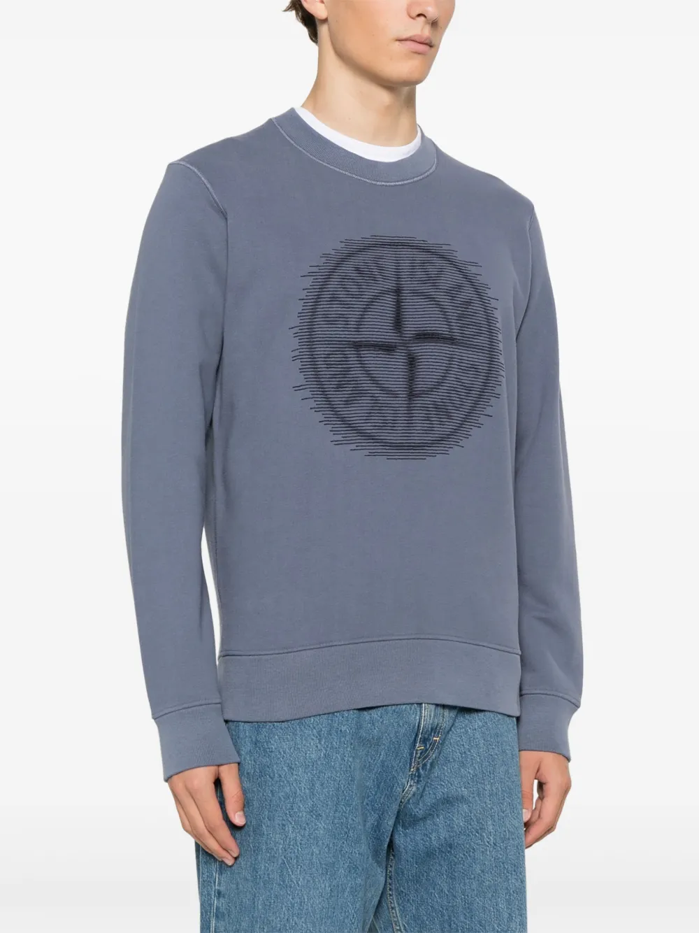 Stone Island Katoenen fleece-jersey sweater Blauw
