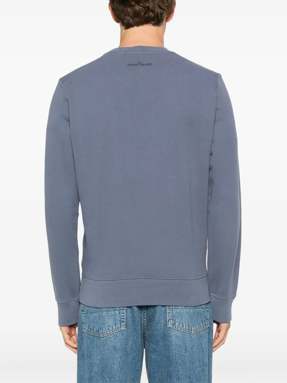 Stone Island Katoenen fleece-jersey sweater Blauw
