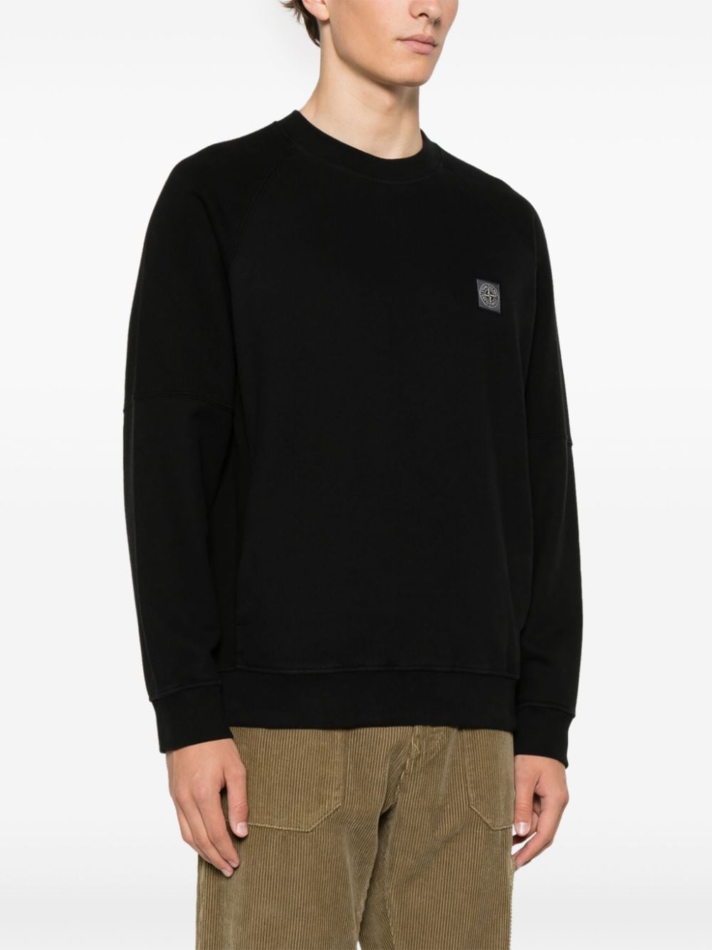 Shop Stone Island Cotton Fleece-jersey Sweatshirt In Black