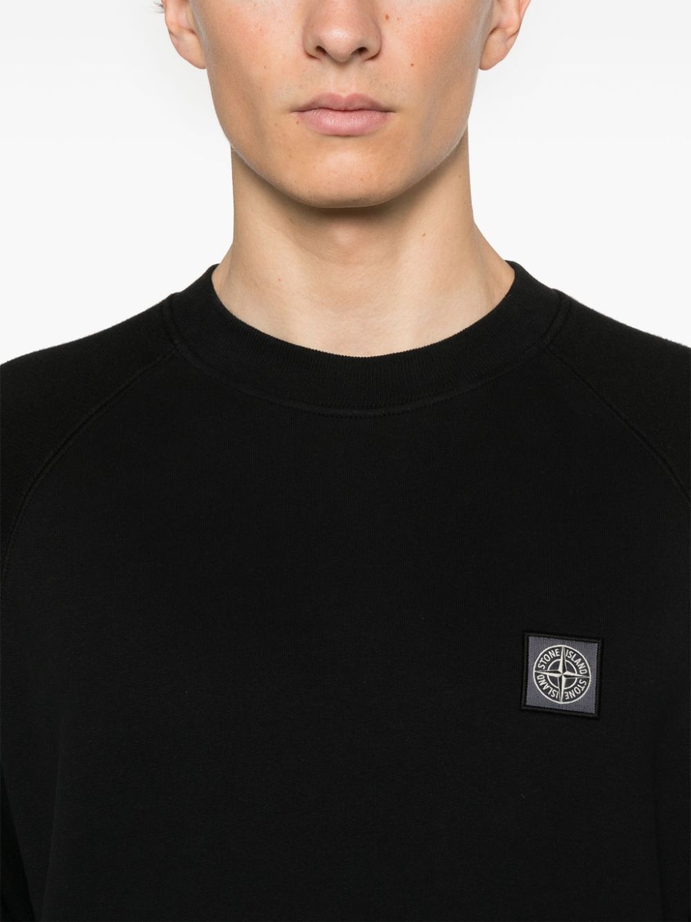 Shop Stone Island Cotton Fleece-jersey Sweatshirt In Black