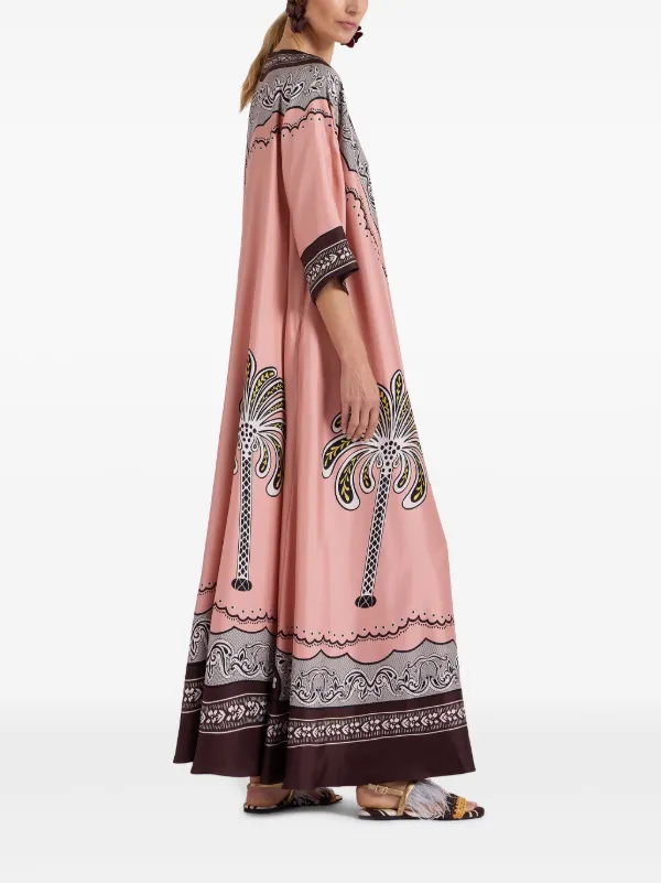 chinese dress ladies Princess Kaiulani Pāʻū Rider Maxi Dress – Versatile Peacock Feather Print Dress Made in Hawaii Red main image 0