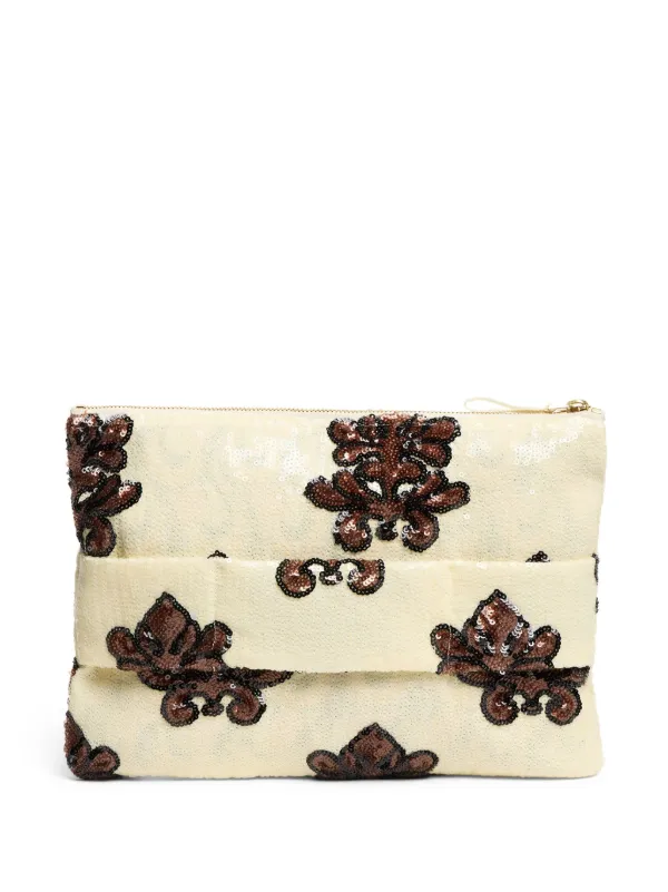 La DoubleJ Ruffle Clutch Bag in Neutrals