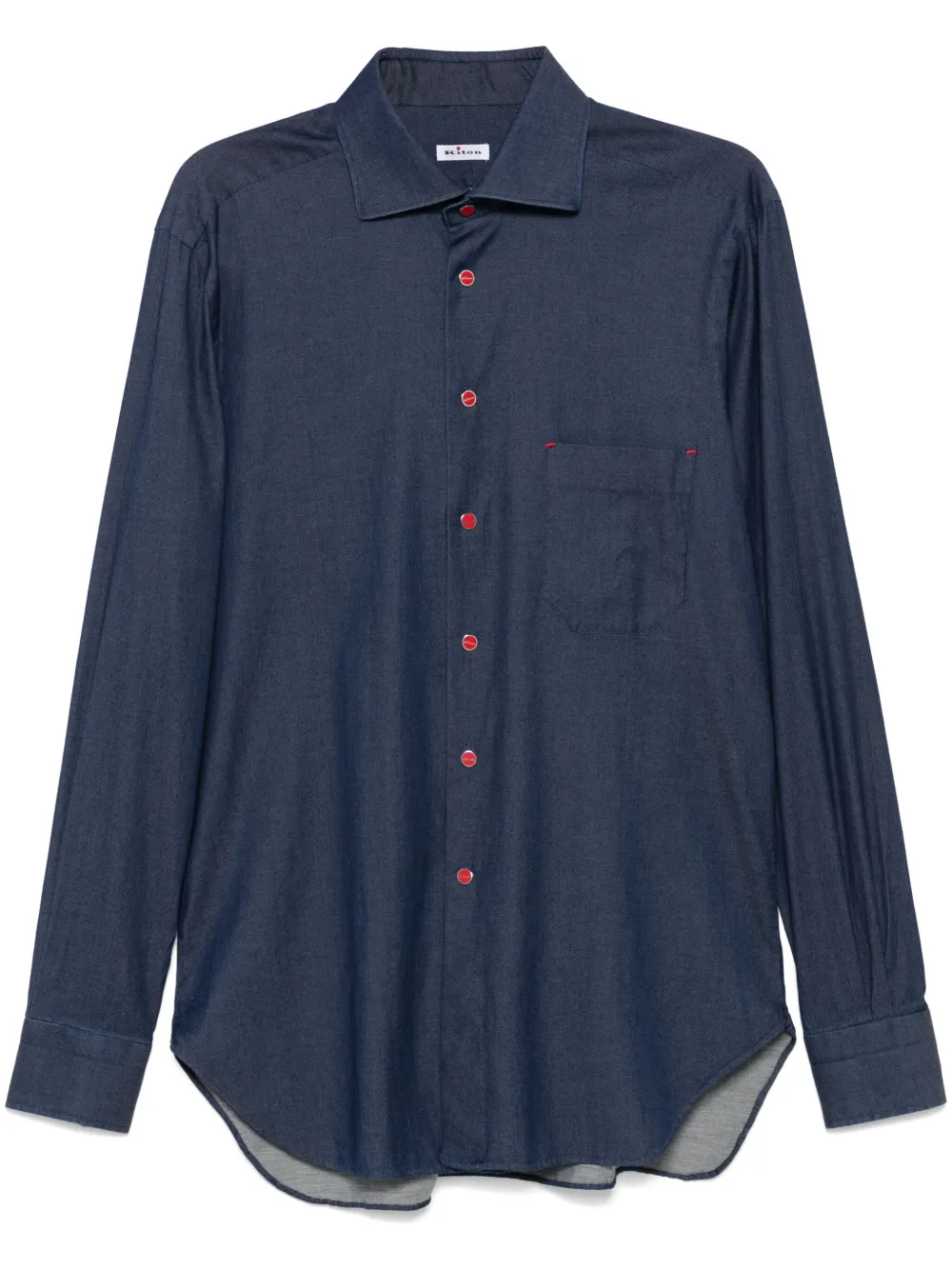 Kiton Denim overhemd Blauw