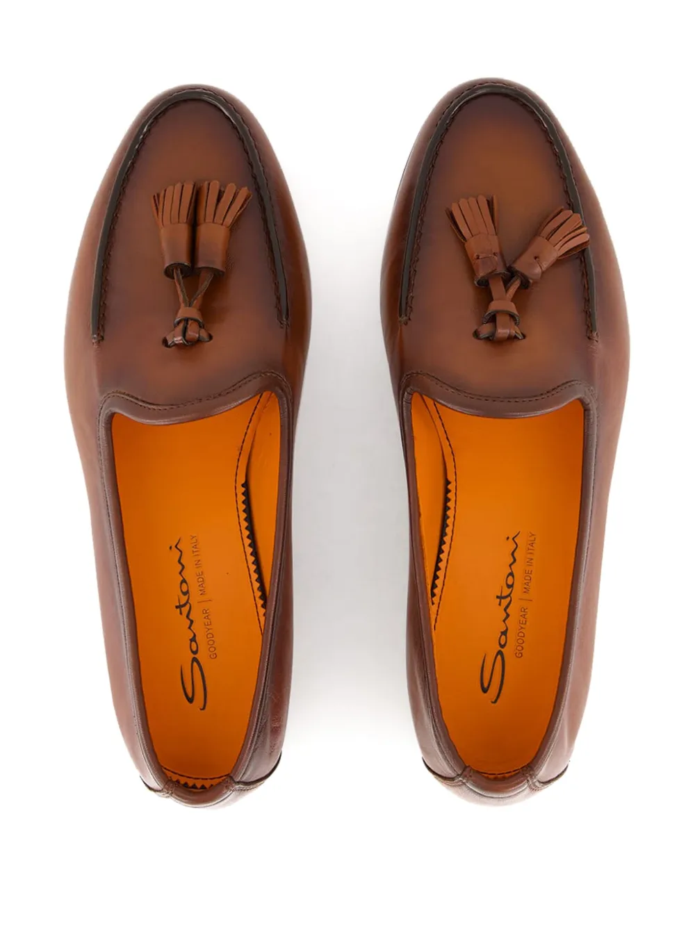 Santoni leather tassel loafers Brown