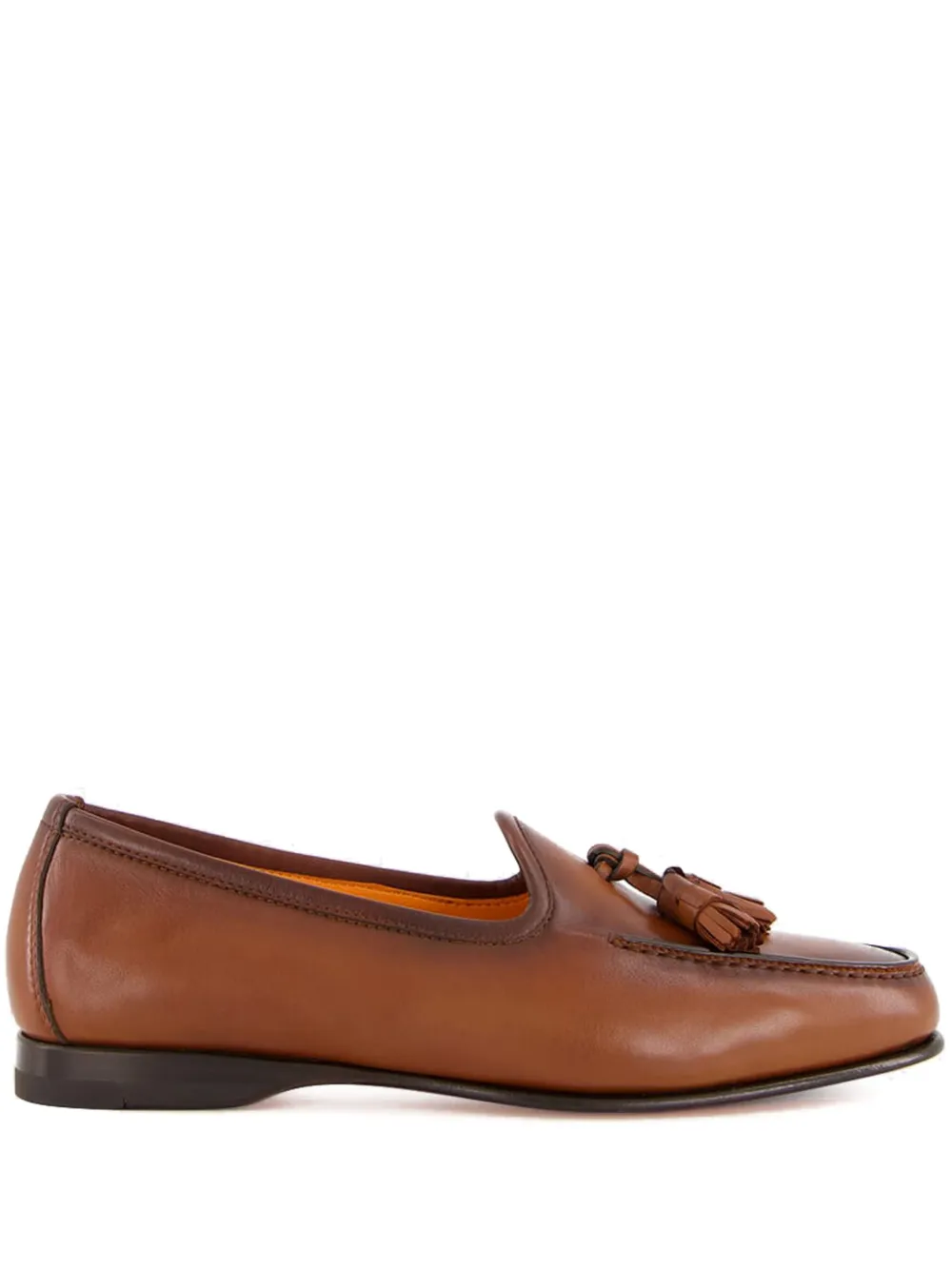 Santoni leather tassel loafers Brown