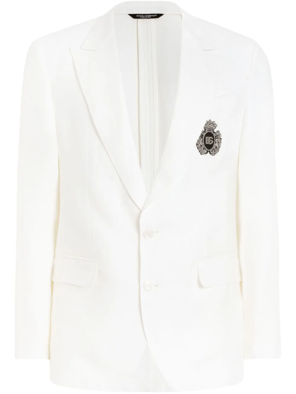 Dolce & Gabbana logo-embroidered blazer Wit