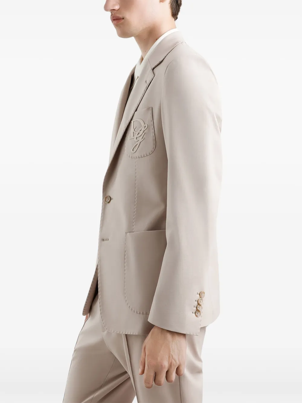 Dolce & Gabbana Blazer met geborduurd logo Beige