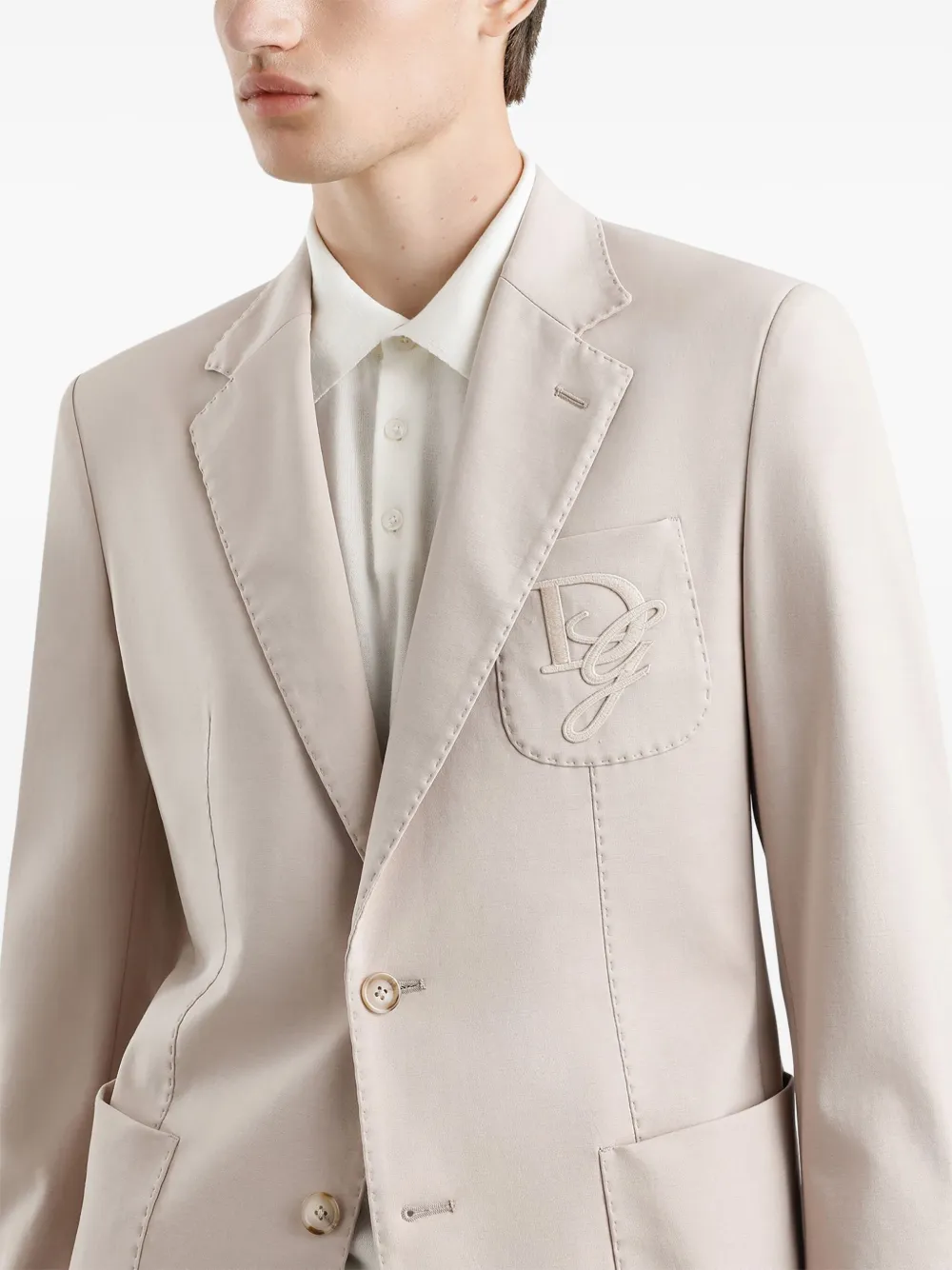 Dolce & Gabbana Blazer met geborduurd logo Beige