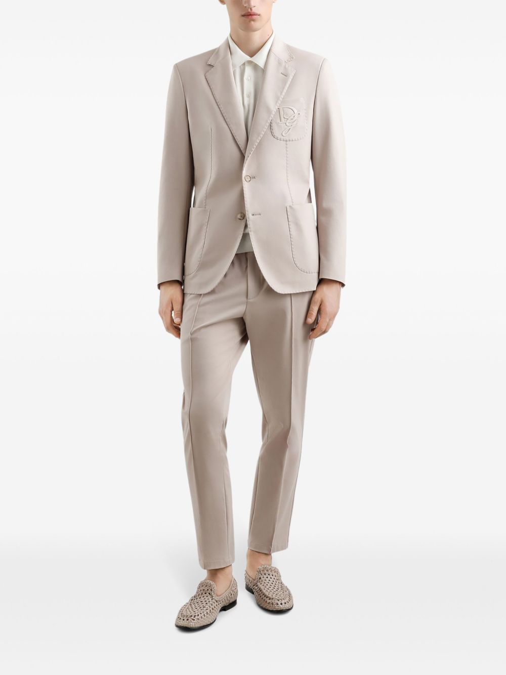 Dolce & Gabbana Blazer met geborduurd logo - Beige