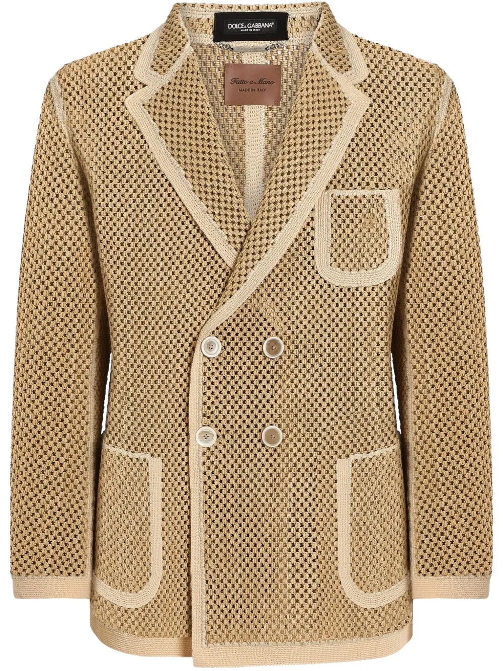 Dolce & Gabbana raffia double-breasted blazer | Neutrals | Image 1