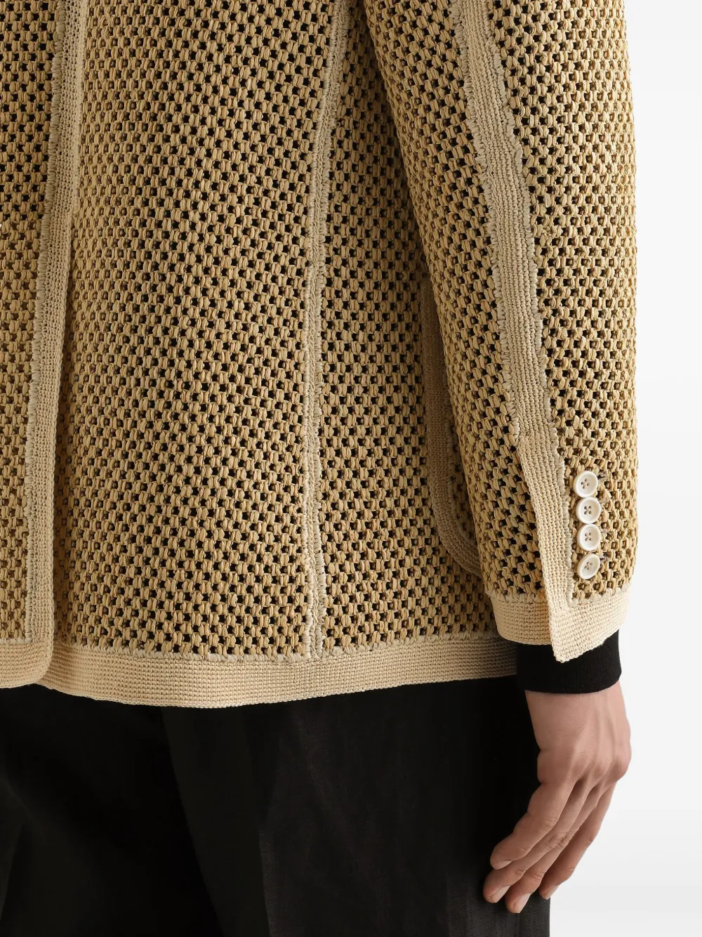 Dolce & Gabbana Raffia blazer met dubbele rij knopen Beige