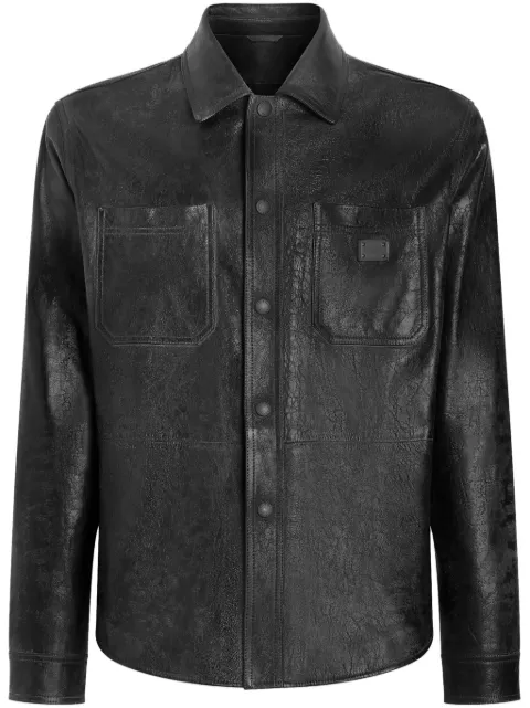 Dolce & Gabbana camisa de cuero con botones